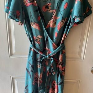 a new day Teal Floral Midi Dress
